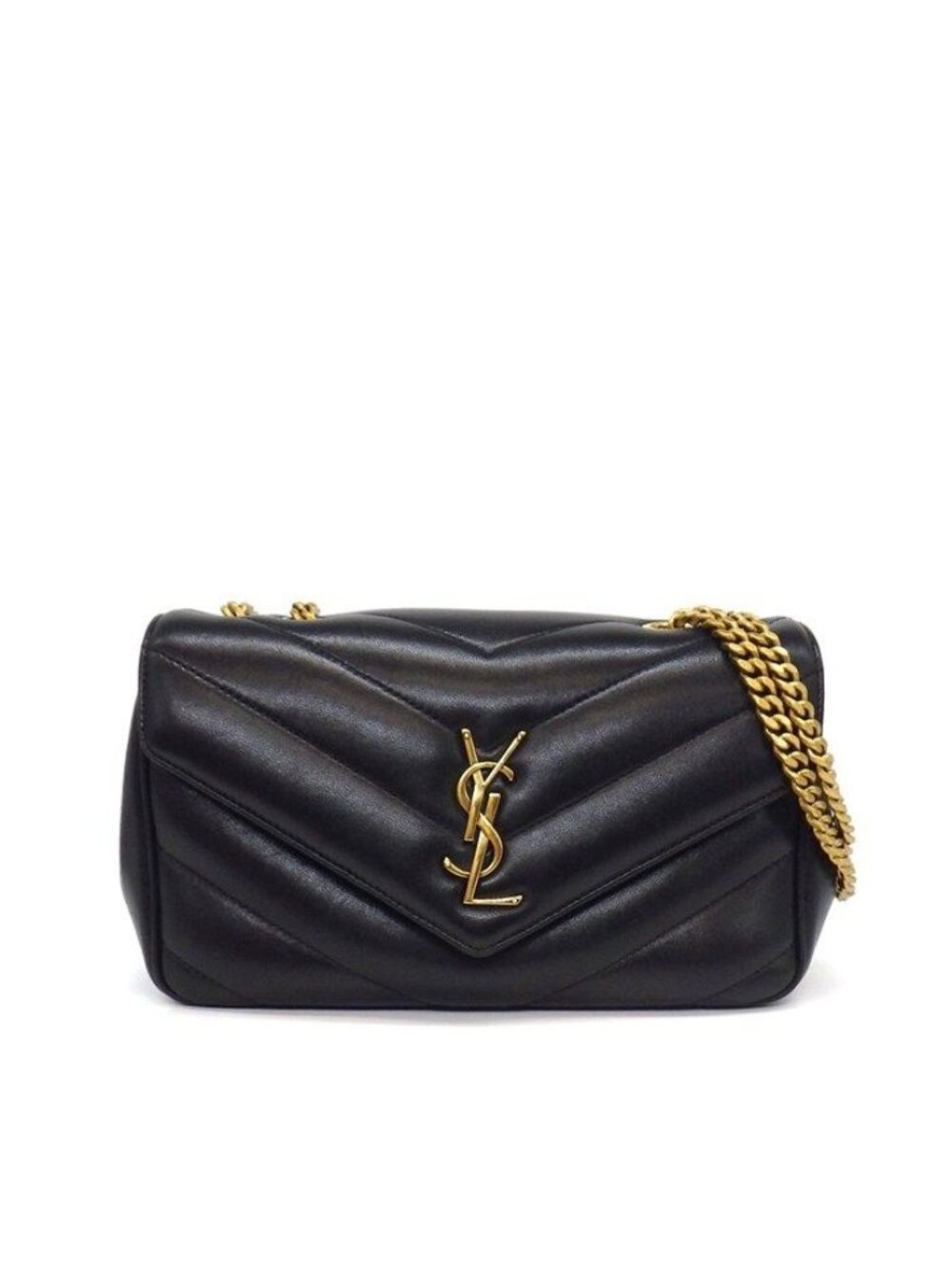 Saint Laurent Shoulder Bag Loulou Small Aaeax Black Matelasse Lambskin Gold